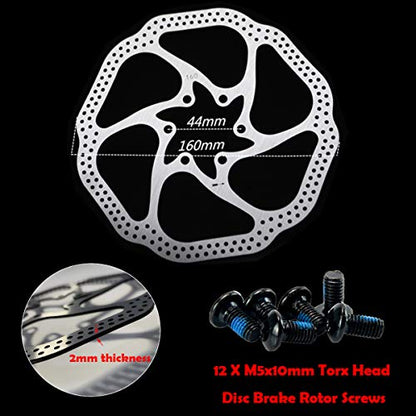 Complete Bike Front & Rear Disc Brake Kit - Calipers, 2x 160mm Stainless Steel Rotors, Cable, Brake Levers & Fixing Screws (Suit-Red) - color: Suit-Red