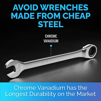 Ratcheting Wrench - Slim Profile - Ratchet Wrench, 7/16" Wrench - size: 7/16"