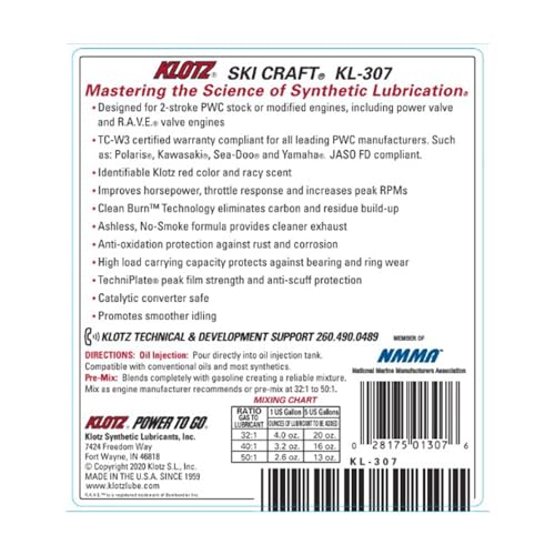 Klotz SkiCraft PWC 2-stroke Pre-mix/Injector Synthetic Oil (KL-307) - size: KL-307