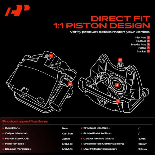 A-Premium Rear Left Driver Disc Brake Caliper with Bracket