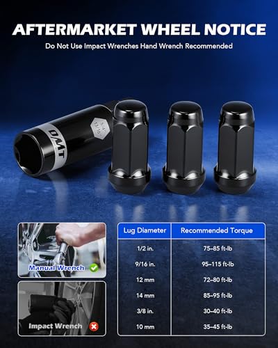 OMT M14x1.5 Lug Nuts with Cone Seat, 24pcs Lug Nuts Set with 1 Socket Key - color: Black, size: M14x1.5, style: 24Pcs Hex Tuner