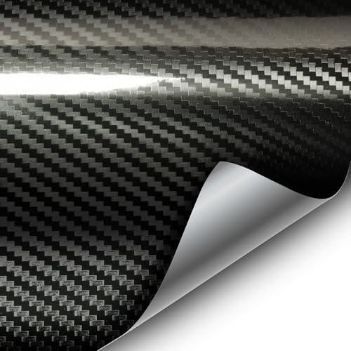 VVIVID Epoxy High Gloss Carbon Vinyl Automotive Wrap Film DIY Easy to Install No Mess (1ft x 5ft, Black) - color: Black, size: 1ft x 5ft