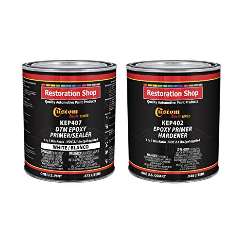 Custom Shop, White DTM Epoxy Primer/Sealer 2.1 VOC, 1:1 Mix, 1/2 Gallon Kit - color: White, size: 2 Piece Set