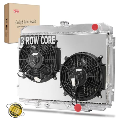Radiator Compatible with 1967-1970 Ford Mustang Ranchero Fairlane Mercury Cougar 1968 1969 3.3L 4.1L 4.7L 5.0L 5.8L 6.4L 7.0L L6 V8, 3 Row Aluminum Shroud+Fan Kit