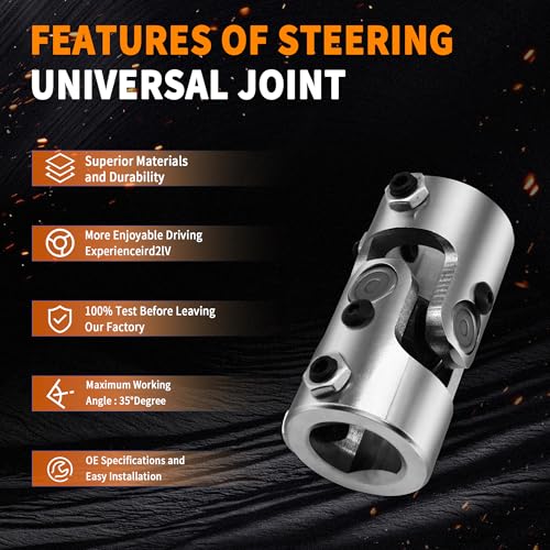 1" DD x 1" DD Chrome Steering Universal Joint Single U Joint Shaft,Total Length: 83mm (3-1/4")