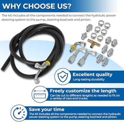 Motoparty Steering Hose Hookup Kit for Hydroboost Power Brake Booster