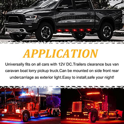 PSEQT 3/4 Inches Round Trailer LED Side Marker Lights Clearance Turn Signal Marker Bullet Light Waterproof for Pickup Truck Car Bus Wrangler Van RV ATV UTV 10Pcs Red Marker Light with Smoked Lens - color: Smoked Red