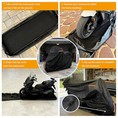 Full Enclosed Motorcycle Cover with Reflective Strips,104"W x 43"D x 59"H - size: 104"W x 43"D x 59"H