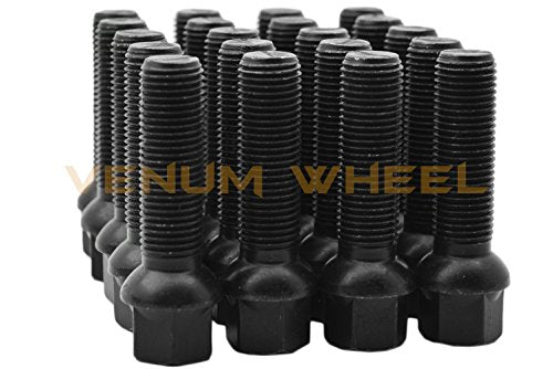 Staggered Kit 10mm & 12mm Thick Hub Centric Wheel Spacers 5x112mm 66.56 Hub Bore W204 + 20 14x1.5 Black Ball Seat Lug Bolts