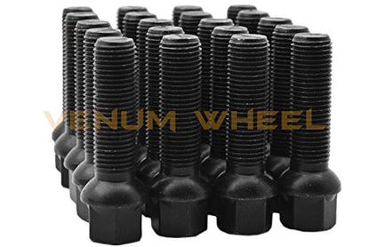 Staggered Kit 10mm & 12mm Thick Hub Centric Wheel Spacers 5x112mm 66.56 Hub Bore W204 + 20 14x1.5 Black Ball Seat Lug Bolts