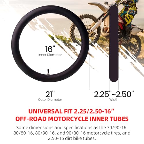 (2 Pack) AR-PRO 2.25/2.50-16” Off-Road Motorcycle Inner Tubes with TR4 Valve Stem - 70/90-16 Motorcycle Tire Replacement Inner Tubes - Compatible with Dirt Bikes, Pit Bikes, and Off-Road Motorcycles - size: 2.25/2.50-16", TR4 Valve