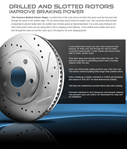 Callahan Brake Parts Front and Rear Brake Kit For Ford F-150 2012-18 - Drilled & Slotted Disc Rotors with Ceramic Brakes Pad + Hardware, EBYK043307