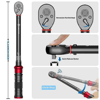 SUERCUP Next-Gen 100-Tooth, 1/2" Drive Click Torque Wrench, 10-170 Ft.Lb - size: 1/2" 10-170 Ft.Lb/13.6-230.5 N.m