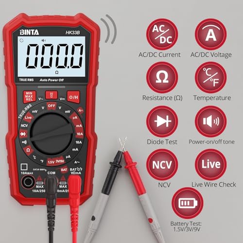 BINTA Digital Multimeter 2000 Counts Voltmeter with AC/DC Voltage Current - style: 2000 Counts