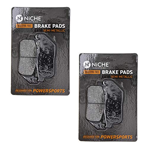 NICHE Front Brake Pad for Harley-Davidson 42831-04A Semi-Metallic 2 Pack - size: 2 Sets (2 Wheels)