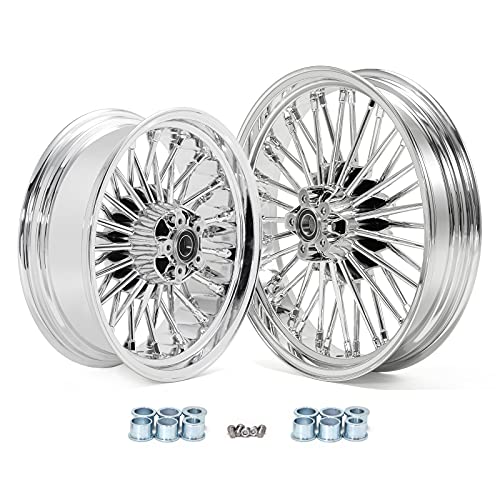 TOFR 18x3.5 16x5.5 Chrome Fat Spoke Wheels For Harley Softail Chopper 06-17 - color: Chrome, size: Front：18x3.5 Rear：16x5.5