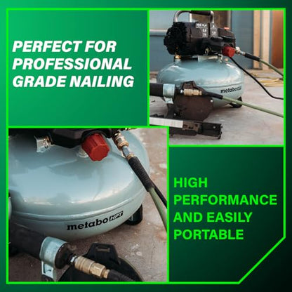 Metabo HPT Pancake Air Compressor, 6-Gallon 165PSI, Portable Air Compressor with 1.0 HP Oil-Free High Efficiency Motor, Lihghtweight, Quick Couplers for Fast Tool Changes, EC711S - style: 6-Gallon Pancake, 165 PSI