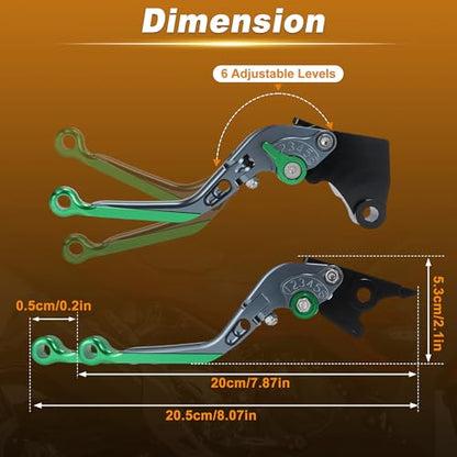 Extendable Motorcycle Brake Clutch Levers for Kawasaki NINJA500 Z500SE 2024 2025 1Pair Adjustable Handle Brake Levers Set for Kawasaki Ninja 500 Z 500 SE Green