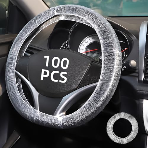 200PCS Disposable Steering Wheel Covers,Disposable Steering Wheel Protector with Elastic, Applicable to Cars, Trucks, Vans (200)