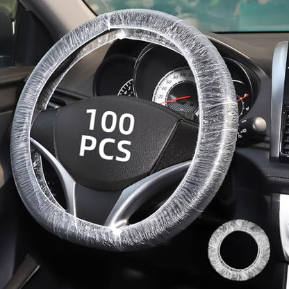 200PCS Disposable Steering Wheel Covers,Disposable Steering Wheel Protector with Elastic, Applicable to Cars, Trucks, Vans (200)