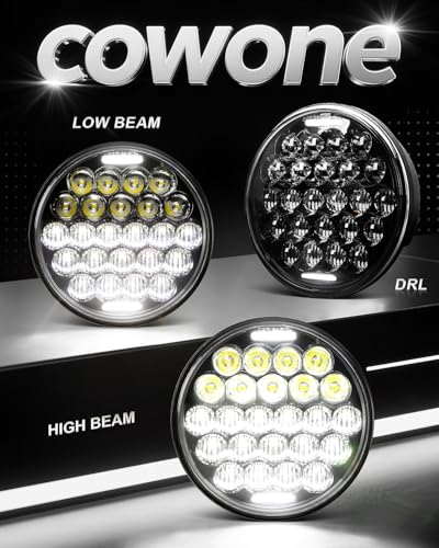 DOT Approved 5D 5-3/4 5.75" LED Headlight Compatible with Sportster Iron 883 Street BOB Low Rider Super Wide Headlamp Driving Lights Black