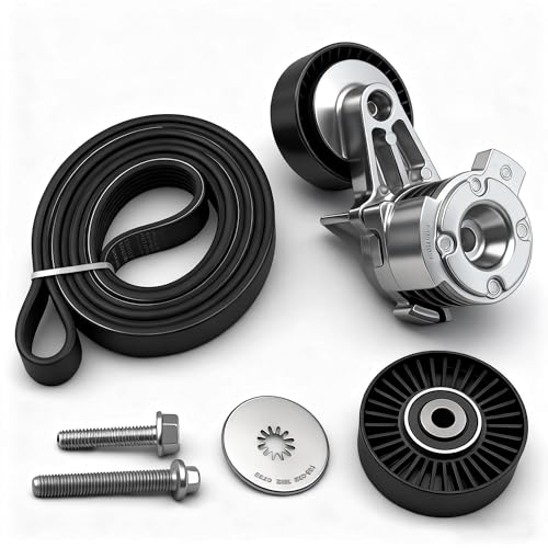 Serpentine Accessory Drive Belt Kit With Tensioner And Idler Pulley For BMW - size: 90K39112
