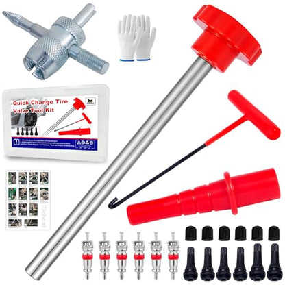 Quick Change Tire Valve Tool Kit,Tire Valve Stem Core Quickly Replacement Tool Kit,Perfect Tool for Replacing Leaky Valves in Cars,ATVs,Trucks,Motorcycles, etc.with TR413/414 Valve,4-Way Valve Tool - size: Set C