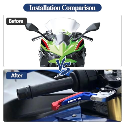 Brake Clutch Lever Set for Suzuki GSX‑R,Adjustable Levers(Red+Blue) - color: Red+Blue