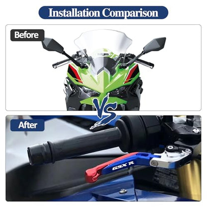 Brake Clutch Lever Set for Suzuki GSX‑R,Adjustable Levers(Red+Blue) - color: Red+Blue