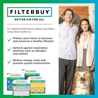 Filterbuy 20x20x5 Air Filter MERV 11 Pet & Allergy Defense (4-Pack) - style: 20x20x5 (Actual: 18.38 x 18.38 x 3.69)