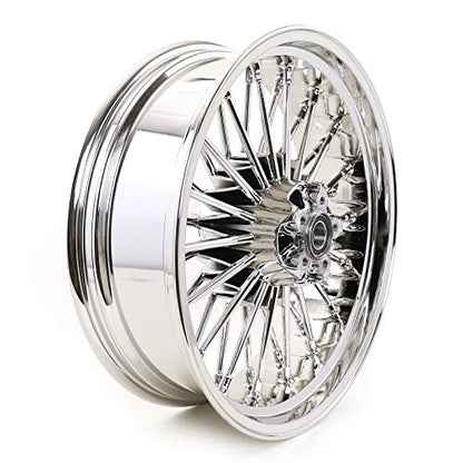 TOFR 18x3.5 18x5.5 Chrome Fat Spoke Wheels For Harley Softail Chopper 06-17 - color: Chrome, size: Front：18x3.5 Rear：18x5.5