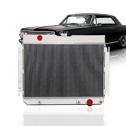 Full Aluminum Radiator compatible with 1963-1968 Chevy Impala Bel Air Chevelle Caprice 4 Row Core Radiators - size: 4 Row Radiator