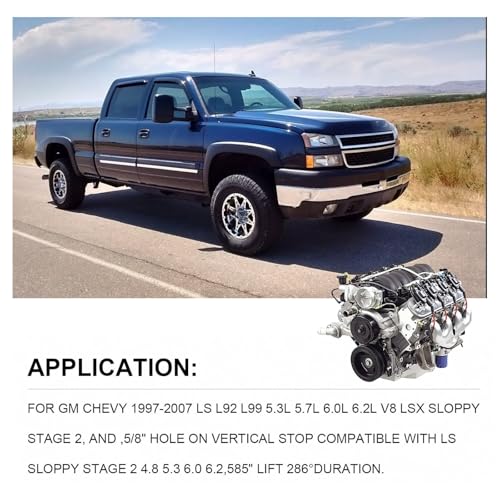 E1840P Sloppy Mechanics Stage 2 Camshaft Lifter Kit Fit for 1997-2007 GM Chevy LS1 V8 4.8L 5.0L 5.3L 6.0L 6.2L LS1 LS2 LS6 LQ4 LQ9 Cam Kit Gen Ⅲ/Ⅳ mit Stage 2 Cam/Lifters/Springs/Trays/Pushrods
