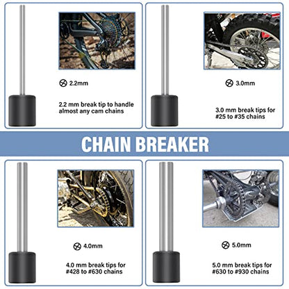 Motorcycle Chain Breaker Tool Kit, 18-Piece Chain Rivet Tool Set