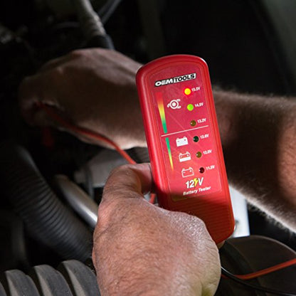 OEMTOOLS 24367 12V Car Battery Tester, Portable Alternator Tester, Easy-to-Read 12v Battery Tester LED Indicators, Works on Trucks, RVs, and Golf Carts - style: 12V Battery Tester