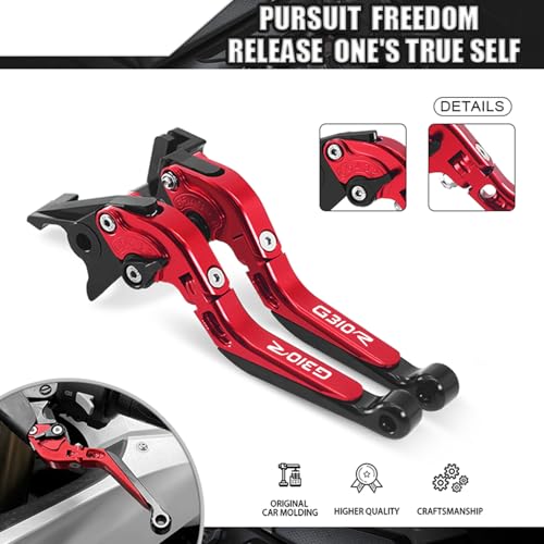 MFGZD Motorcycle Brake Clutch Levers Extendable Long CNC Compatible with BMW G310R G310GS 2017-2024 Folding Handlebars Brake Lever and Clutch Lever Modified Parts (Red, G310R) - style: G310R Red