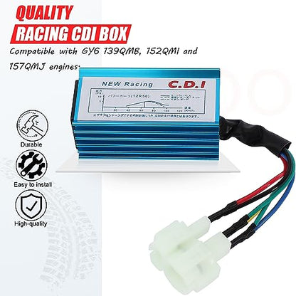Racing 6 Pins AC CDI Box for GY6 50cc - 70cc 80cc 90cc 110cc 125cc 150cc Scooter 4-Stroke Engine ATV Go Kart Moped Quad Pit Dirt Mini Pocket Bike Chopper 6-Pin 139QMB 152QMI 157QMJ - size: 6 pin