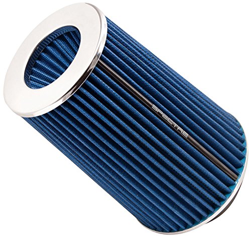 Spectre Universal Clamp-On Air Filter: High Performance, Washable Filter: Round Tapered; 3 in/3.5 in/4 in Flange ID; 8.75 in (222 mm) Height; 6 in (152 mm) Base; 4.75 in (121 mm) Top, SPE-9736, Blue