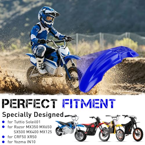 Front Fender Mudguard for Tuttio Soleil01 Yozma IN10 Razor MX350 MX400 MX650 MX500 MX125 Electric Dirt Bike CRF50 XR50 Style 125CC Pit Dirt Bike Plastic Splash Guard (Blue) - color: Blue