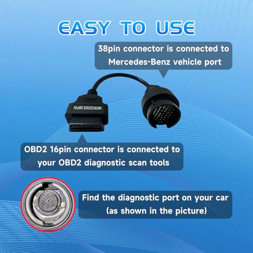 OBD2 to OBD1 Cable for MB Benz 38 Pin OBD2 Adapter Diagnostic Connector - style: Fit for Benz-38pin