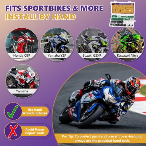 205Pcs Motorcycle Fairing Bolt Kit, M5 M6 Stainless Steel 304, Green - color: Green