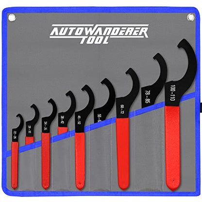 AutoWandererTool 9Pcs Coilover Spanner Wrench Set,Carbon Steel,Blue RollBag