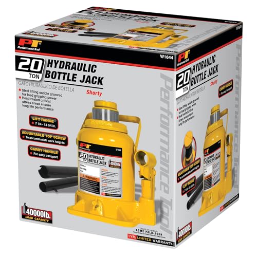 Performance Tool W1644 20 Ton Heavy Duty Shorty Hydraulic Bottle Jack - size: 20-Ton - Shorty