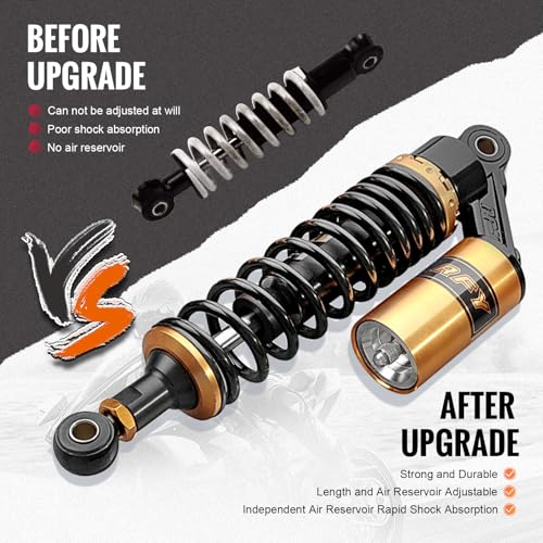 12.6" Universal Motorcycle Rear Air Shock Absorbers Adjustable - color: Gold
