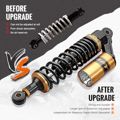 12.6" Universal Motorcycle Rear Air Shock Absorbers Adjustable - color: Gold