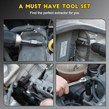 Topec Deep Bolt Extractor Set 28PCS, 3/8" Drive Stud Remover kit - color: 28pcs