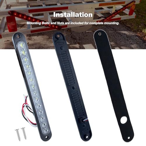 10" White Trailer LED Reverse Lights Bar Strip Truck Bed Backup Lights Rear Running Side Marker for Truck RV Aluminum Alloy Base, 15 LEDs 2Pcs - color: White