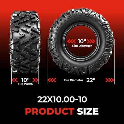 ATV Tires 22x10-10,4-Ply Tubeless Tire,Set of 2 - size: 22x10-10