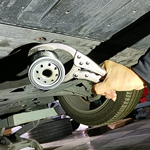 MacWork Locking Grip Oil Filter Wrench, 9.5in/240mm, Chrome Vanadium Steel Jaws