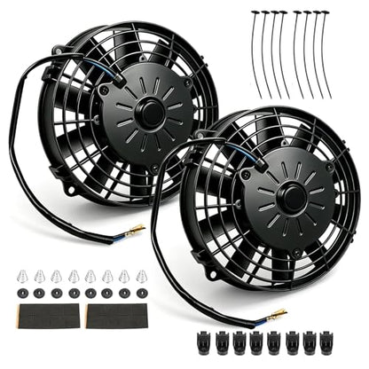 8 Inch Reversible Radiator Cool Fan, Upgraded Push & Pull Slim Electric Cooling Fan 12V 80W, Universal Fit for Car/Truck/SUV (Black w/Mount) - size: 8 INCH